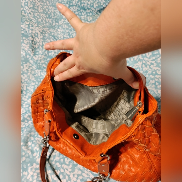 Dana Buchman Boho Faux Leather Woven Orange Purse - Picture 12 of 16